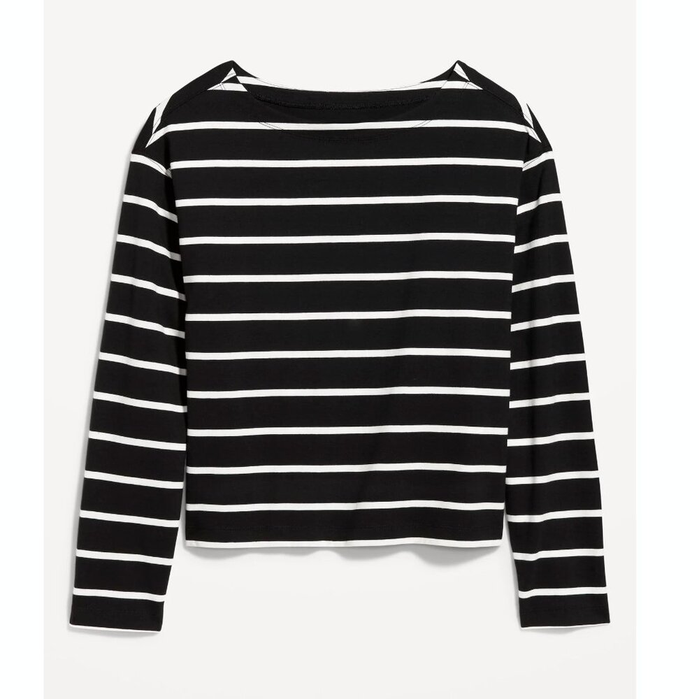 Old Navy Long-Sleeve Mariner Loose T-Shirt Black / White